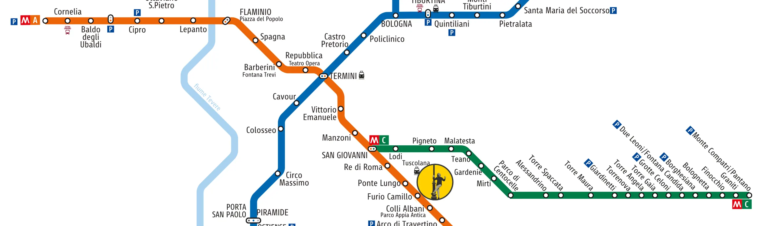 Mappa metro A Roma